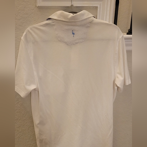 Taylor Byrd Polo Shirt White Short Sleeve Golf Size Large Button Collar Cotton - Picture 3 of 4